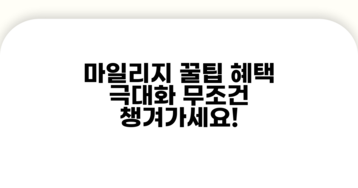 마일리지 혜택 극대화 꿀팁