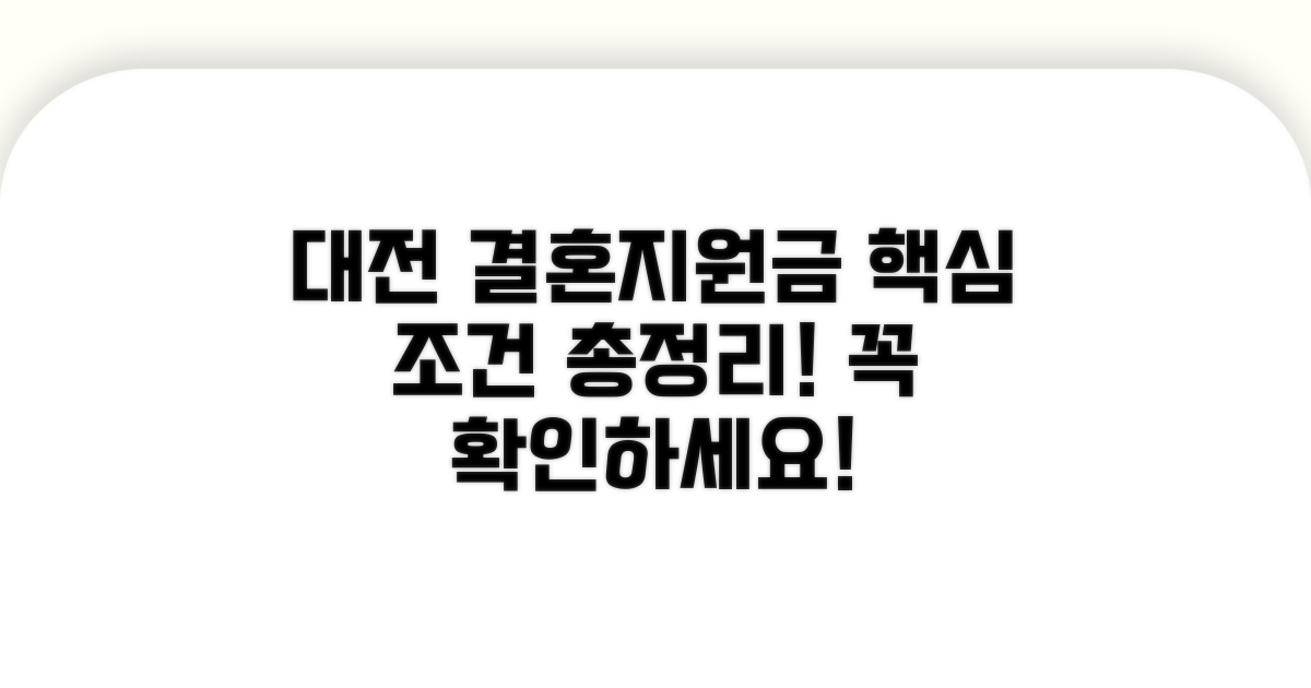 대전 결혼지원금 핵심 조건 총정리