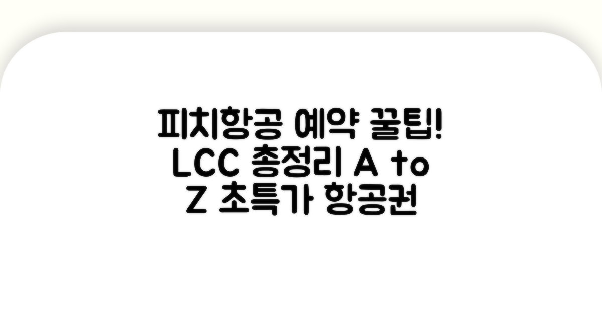 피치항공 예약 전화번호와 LCC 총정리