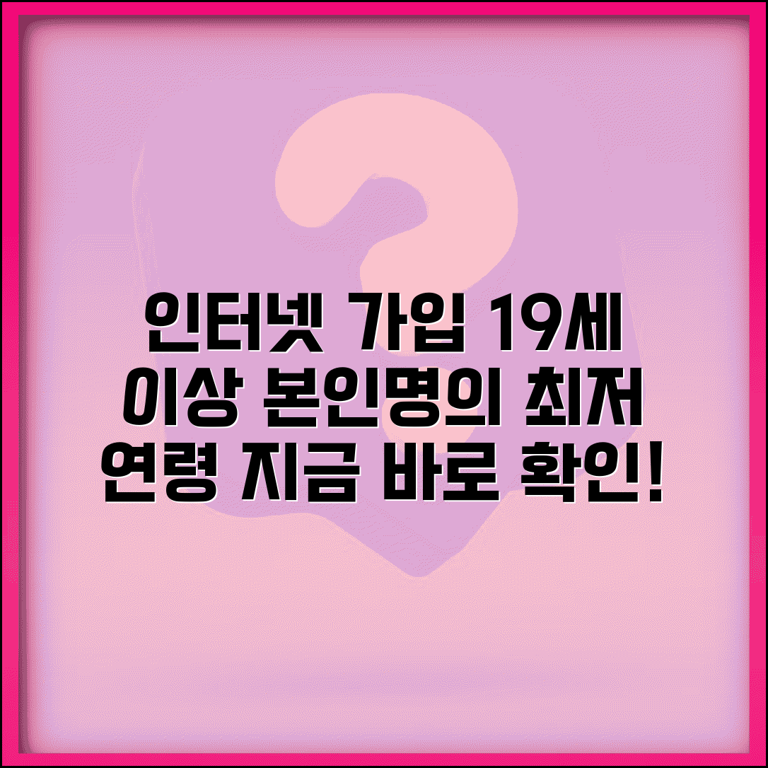 인터넷 가입 나이 19세 이상 | 인터넷 본인명의 가입 최소 연령