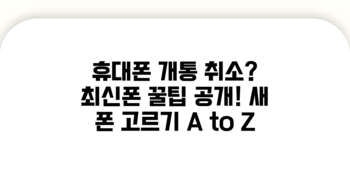 개통 취소 후 새 휴대폰 선택 가이드