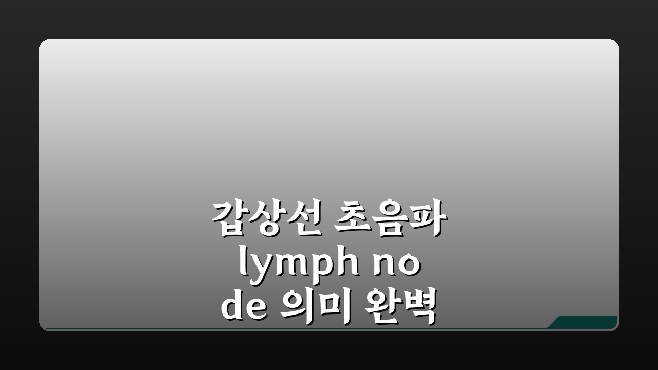 갑상선 초음파 lymph node 의미 완벽가이드: 림프절 비대 전이 의심 시 정밀검사 꼭