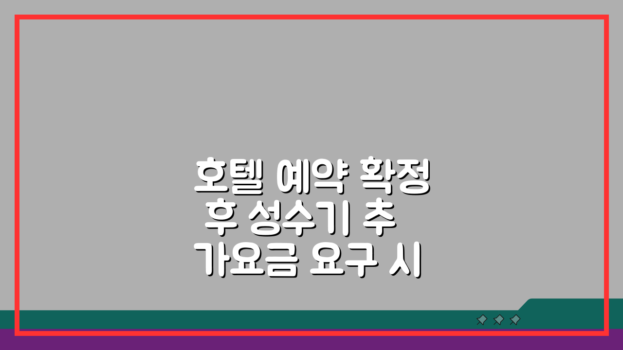 호텔 예약 확정 후 성수기 추가요금 요구 시, 거절 가능 여부 팩트체크